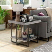 Furniture of America Uurt 1-Shelf End Table, Antique Gray