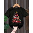 thumbnail image 2 of Boys' Casual Crew Neck Christmas Fire Truck Print Short Sleeve Tee - 100% Cotton with Slight Stretch, Applique Detail, Knit Summer Top for Children 12 and Under, 2 of 7