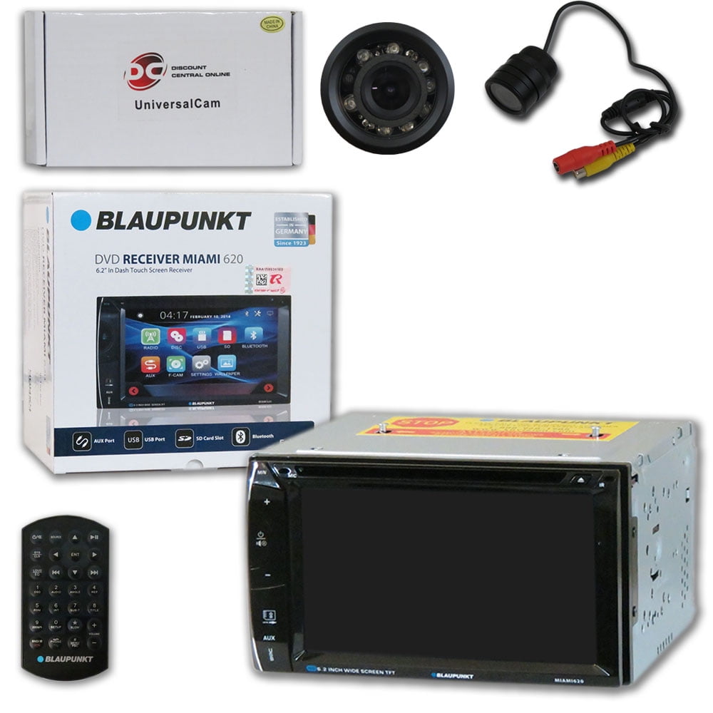 Blaupunkt MIAMI620 Car Audio Double Din 2DIN 6.2 Touchscreen DVD MP3 CD Stereo Bluetooth with DiscountCentralOnline RC09 Waterproof Nightvision back-up camera