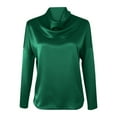 thumbnail image 5 of Silk Satin Blouses for Women Dressy Cowl Neck Long Sleeve Casual Tops Solid Color Work Shirts Holiday Party Tops Camisa Elegante Para Mujer, 5 of 5