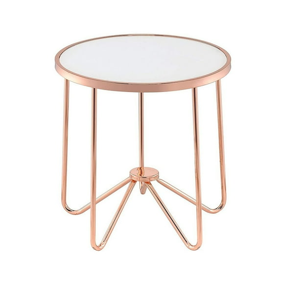 Alivia End Table Frosted Glass & Rose Gold