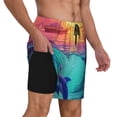 thumbnail image 2 of Gukieu Hawaiian Island Dolphin Print Men's Double Layer Sports Swim Trunks, Quick Dry Adjustable Waist Swim Shorts Swimwear-Medium, 2 of 6