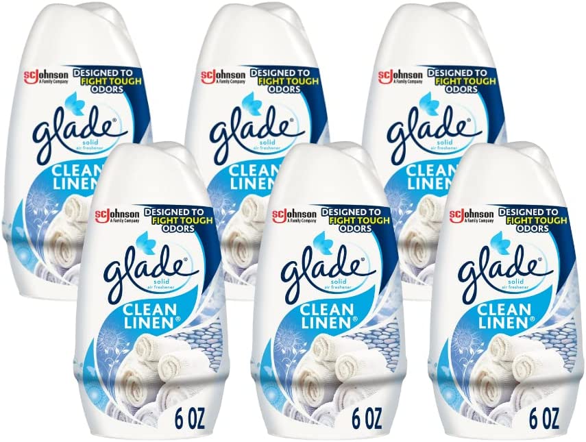 Glade Solid Air Freshener Clean Linen Scent 6 Ounce (Pack 6