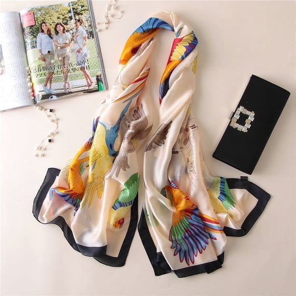 Women's 100% Large Mulberry Silk Scarf Long Satin Scarf Fashion Designer Scarf Lightweight Scarf