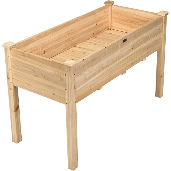 Favory Raised Garden Bed, Wood Planter Box with Legs, Drain Holes,for Vegetables, Standing Garden Container Planter Raised Beds for Backyard,49"Lx23"Wx30"H,Free Standing with Legs
