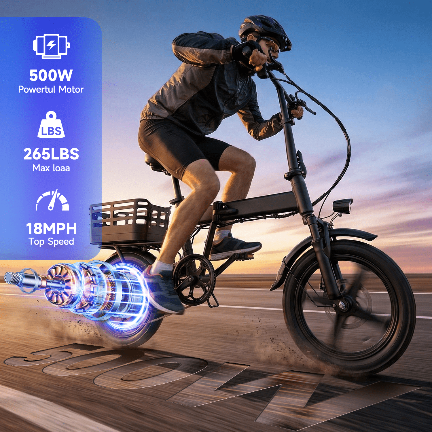 XKJQTA Electric Bike for Adults,500W Motor, 20 MPH,Folding Ebike with Baskets,,Commuter City E-Bike with 576Wh Battery,14" Electric Bicycle with Smart Uphill,20+ Miles,Mini E Bikes for Teens,UL2849