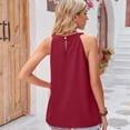thumbnail image 2 of Defitshape Women's Soft Tank Tops High Neck Sleeveless Chiffon Travel Summer Crew Neck Fashion Casual Pleated Tunics Burgundy X-Large, 2 of 4