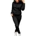 thumbnail image 3 of 2 Piece Tracksuit Sets Autumn Winter Packwork Sweatshirt Top Pants Sets Women Sweatsuit Pullover Hoodie Tops and Pants Set Casual Sports Tracksuit Hoodie Sweatshirt and Jogger Sweatpants - Black, 3 of 5