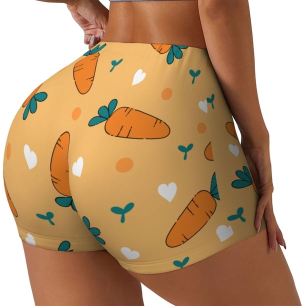 Balery Love Carrot Pantalones cortos de entrenamiento estampados para mujer, sin costuras, ajustados, para gimnasio, yoga, correr, deportes, ejercicio activo, fitness.-Medium