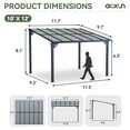 thumbnail image 6 of Sunmthink Outdoor Hardtop Gazebo for Patio 10' x 12', Wall-Mounted Lean to Gazebo Pergola with Roof, 6 of 8
