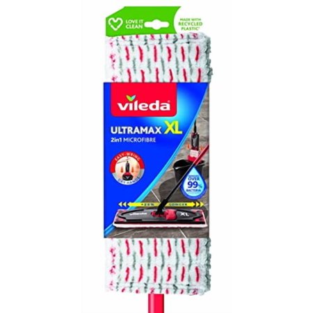 Vileda Ultramax Power Floor Mop, Red, Cotton Head