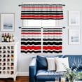 thumbnail image 2 of Red Black Stripe Kitchen Curtains Sets for Windows 24 Inch Length, Modern Abstract Coarse Striped Rod Pocket Window Treatments Tier Curtains and Valances Set for Bedroom/Bathroom, 2 of 8