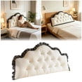thumbnail image 6 of Cloud Shaped Ruffle Headboard Pillow Button Tufted Plush Reading Backrest Bolster Cushion For Bedroom Bed Decor(White-100cm), 6 of 6