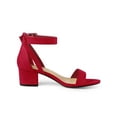 thumbnail image 3 of BLISSFUL STEP Women's Ankle Buckle Strap Chunky Heel Sandal Shoes Red 8, 3 of 7