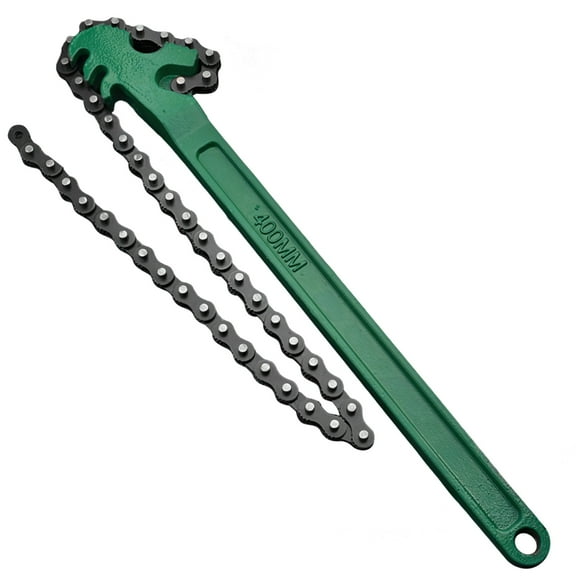 Heavy Duty 16-Inch Oil Filter Wrench Set, Adjustable Chain Oil Filter Wrench, Carbon Steel Strap Wrench for Easy Removal, Fits 60-210mm Oil Filters, Comfortable Plastic Handle