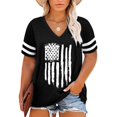 thumbnail image 1 of Camiseta Happy Sailed para mujer, talla grande, bandera de Estados Unidos, 3X, negra, 1 of 6