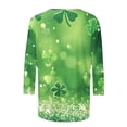 thumbnail image 4 of miqiqism Womens 3/4 Length Sleeve Tshirts St Patrick's Day Pullovver Tops Round Neck Tunic Shirts Funny Shamrock Top Outfit,#04_Green,Small, 4 of 5