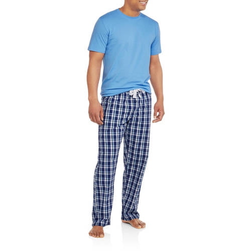 hanes-big-men-s-short-sleeve-crew-top-with-woven-sleep-pant-set