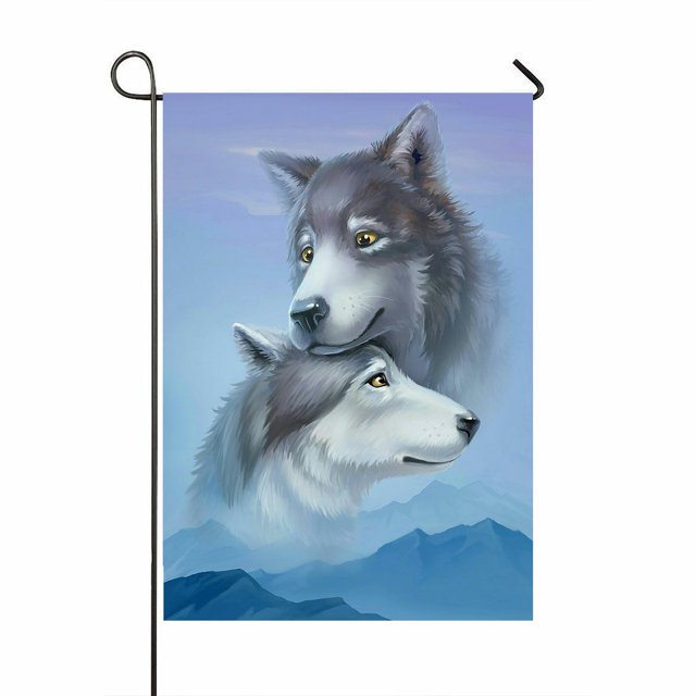 ABPHQTO Lobo pintura al óleo casa al aire libre jardín bandera casa Banner 70x100 cm