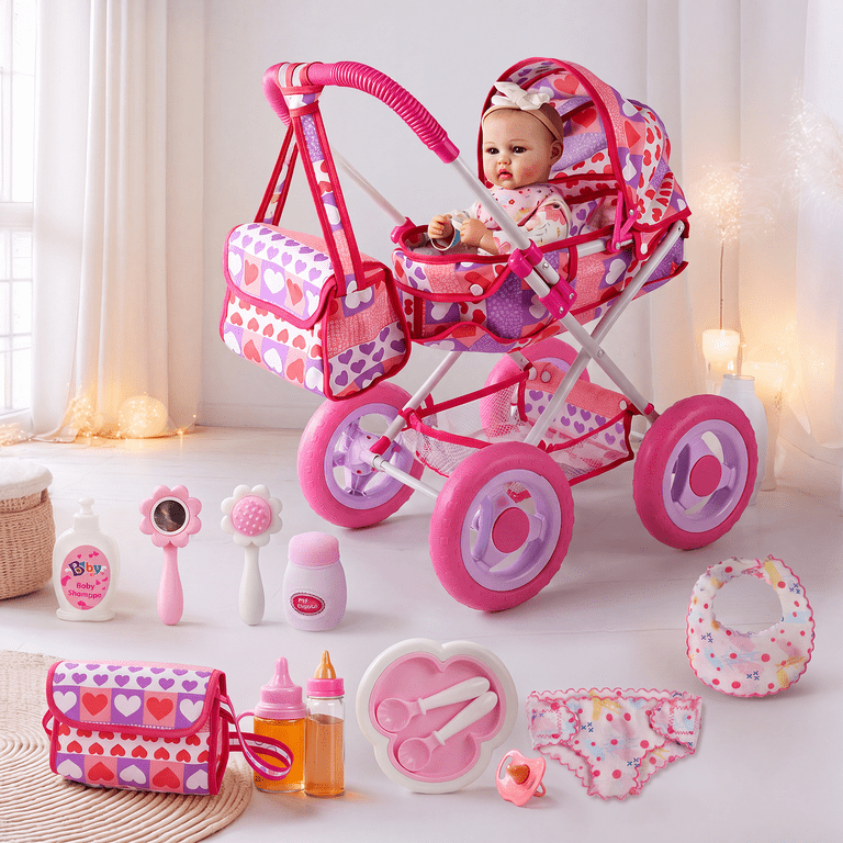 RSG 10-Piece Baby Doll Stroller Set with Feeding Accessories photo 3