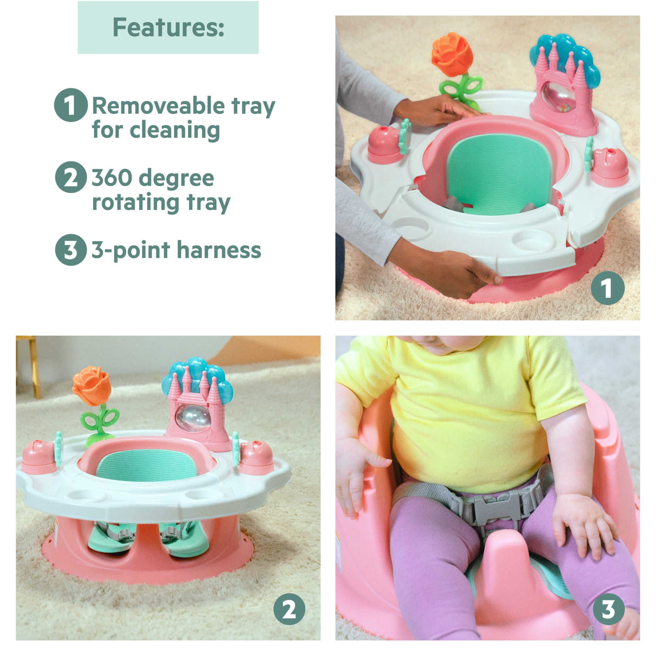 Disney Princess SuperSeat 3-in-1 Seat by Bright Starts, Pink, Girl, Infant