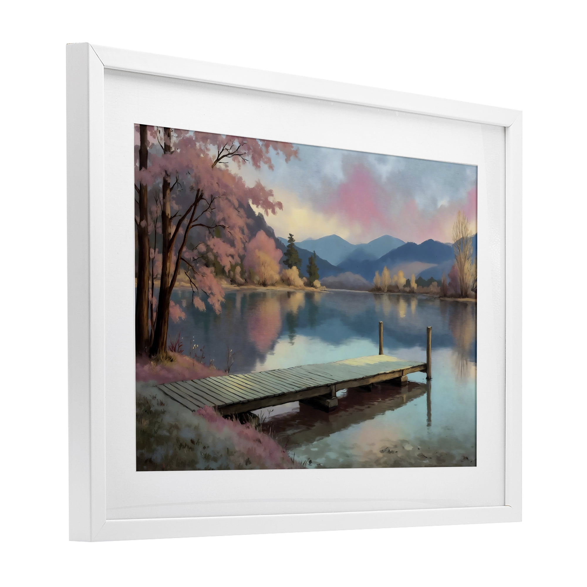 Stupell Industries Pink Dock at Sunset White Framed Print Under Glass, design by Creative Studio