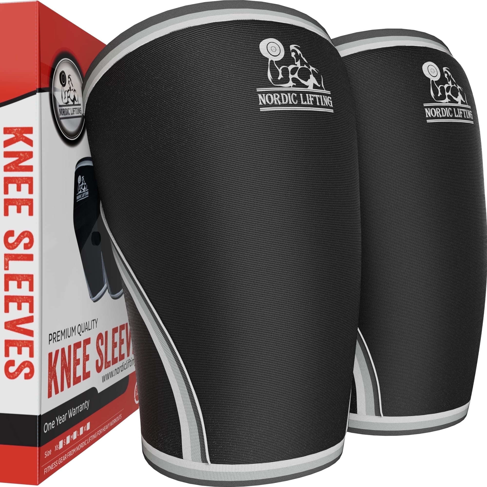 Nordic Lifting 7mm Neoprene Knee Sleeves for Weight Lift, Neoprene Brace Knee Support , Black, 1 Pair, XXL