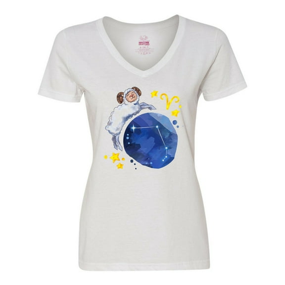 Inktastic Aries Constellation Zodiac Sign Illustration Women's V-Neck T-Shirt