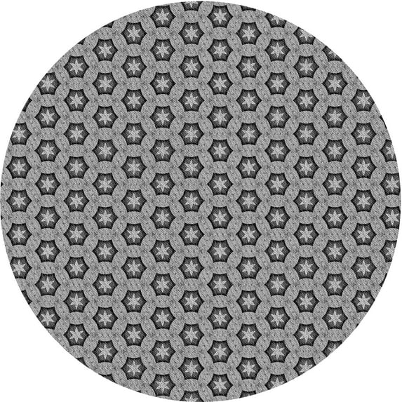 Ahgly Company Indoor Round Patterned Dark Gray Area Rugs, 7' Round