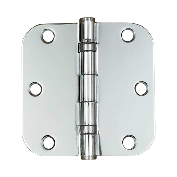 Polished Chrome Door Hinges - Ball Bearing - 3.5" inch with 5/8" inch Radius Corner - 2 Pack