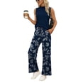thumbnail image 3 of WIHOLL Two Piece Sets For Women Vacation Spring Summer Outfits Sleeveless Mock Neck Fashion Clothing Wide Leg Pants, 3 of 11