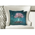 thumbnail image 4 of Ambesonne Tree Throw Pillow Cover 2 Pack, Pink Blossom Art, 18", Lilac Petrol Blue, 4 of 6