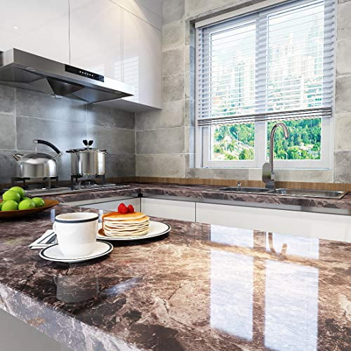 LaCheery Dark Brown Marble Wallpaper for Kitchen Countertops Waterproof Self Adhesive Marble Contact Paper for Cabinets Peel and Stick Wall Paper Roll for Bathroom Decorative Marble Countertop Paper LaCheery Dark Brown Marble Wallpaper for Kitchen Countertops Waterproof Self Adhesive Marble Contact Paper for Cabinets Peel and Stick Wall Paper Roll for Bathroom Decorative Marble Countertop Paper
