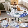 thumbnail image 6 of Happy Birthday 6ft Round Rugs, Purple Dress Crown Carriage Flowers Butterfly Washable Non-Slip Area Rugs for Living Room Bedroom Kitchen, Low Pile Dining Room Kicthen Circle Carpet, Indoor Floor Rug, 6 of 9