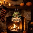 thumbnail image 4 of 2026 Halloween Party Supplies Halloween Witch Welcome Sign Wall Hanging Decor Vintage Flying Witch On Wooden Door Hanger With Pumpkin Star Halloween Front Door, 4 of 7