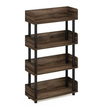 Furinno 22194WN Turn-N-Tube 4-Tier Toolless Freestanding Multipurposes Display Rack, Walnut