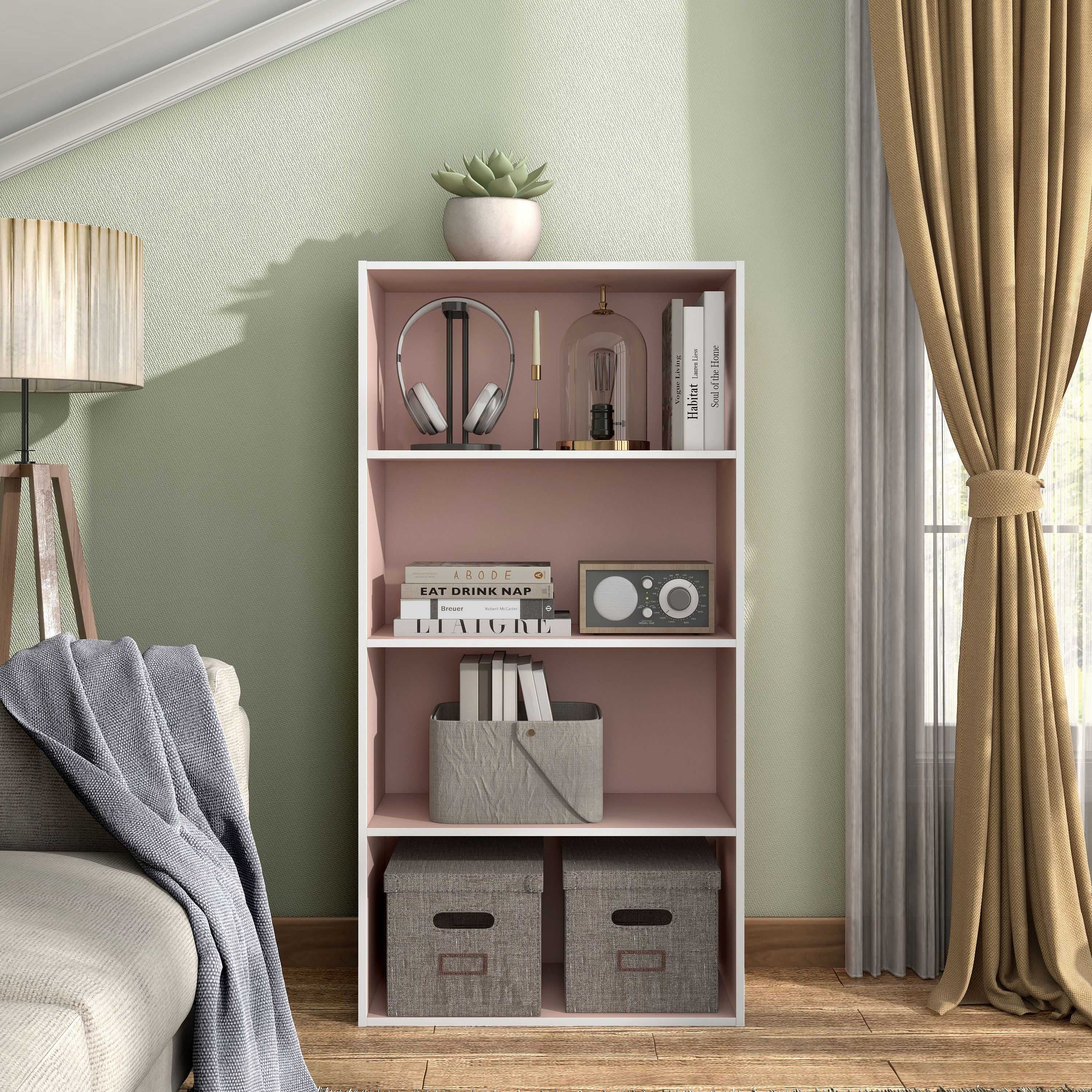 Furniture of America Brooks Stackable 4-Tier Wood Light Pink Kids Bookcase