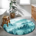 thumbnail image 3 of Teal Mountain Round Area Rug 3Ft Washable Small Circle Rugs for Kitchen Entryway, Misty Forest Nature Woodland Pine Tree Landscape Non-Slip Carpet Floor Mats Indoor Outdoor Carpet Runner Home Decor, 3 of 8