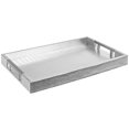 thumbnail image 1 of Home Redefined Bandeja Decorativa para Servir de Piel Sintética de Caimán Brillante Rectangular de 18” X 12” con Asas de Acero Inoxidable, Color Plateado, 1 of 5