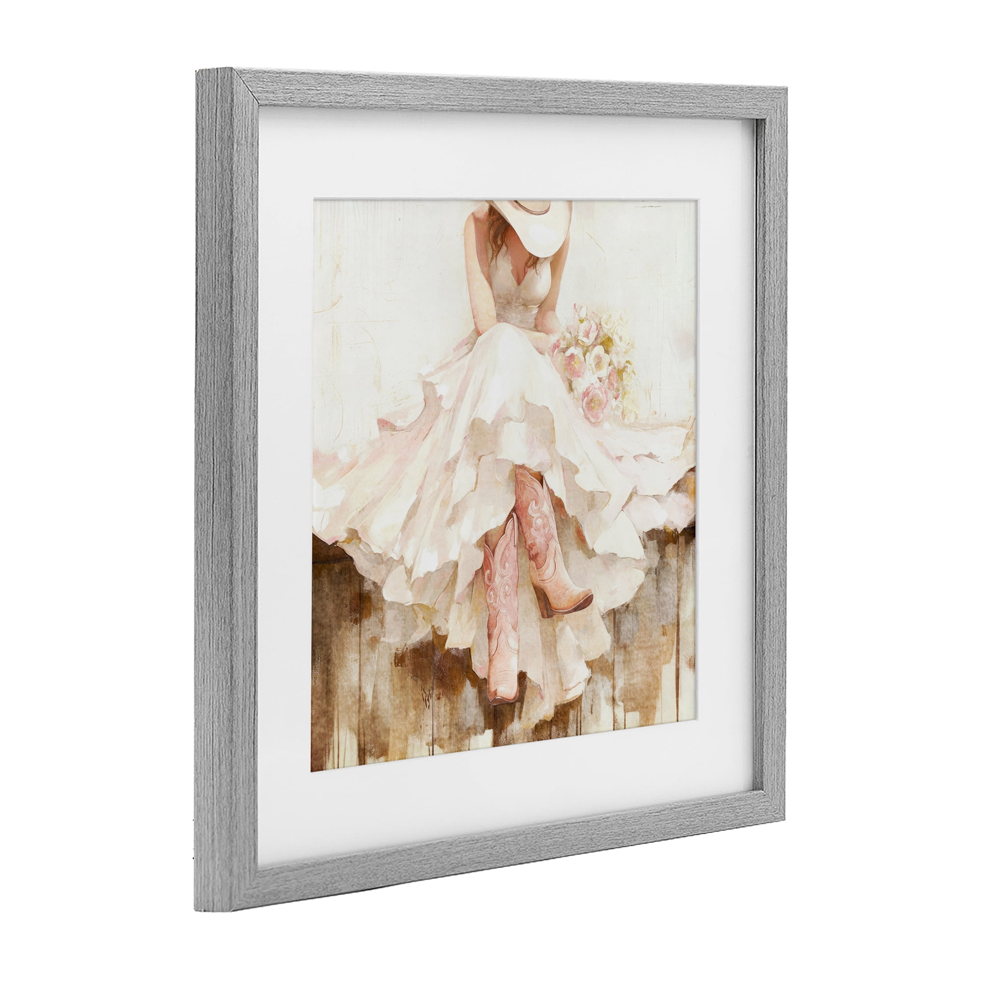 Stupell Industries Cowgirl On The Fence Gray Framed Print Under Glass, design by Tina LeCour