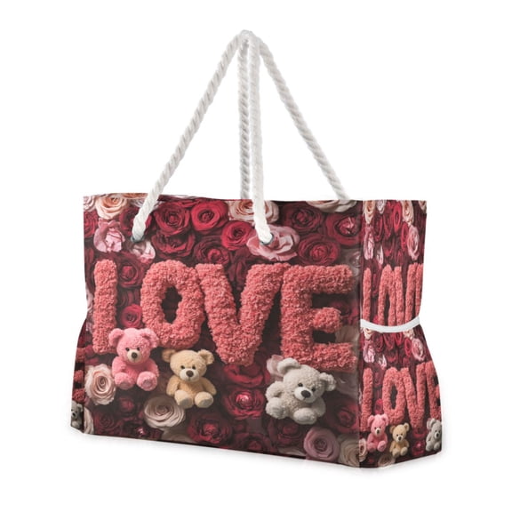 DIXRUYEE Beach Cooler Travel Tote Bags Beach Bag Fashion Floral Love Printed