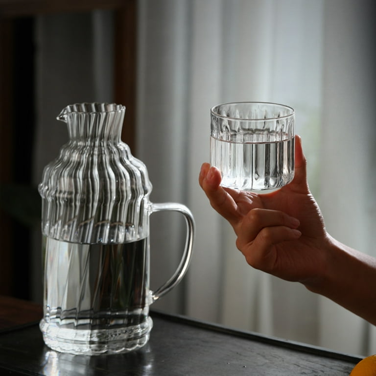 Garhelper Vintage Glass Water Jug,Night Water Carafe With Tumbler