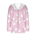 thumbnail image 5 of Womens Oversized Flannel Jackets with Pockets Full-zip Hooded Warm Coat Long Sleeve Thick Winter Clothes (XL, Pink A), 5 of 5