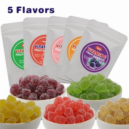 Fruit  Snacks Soft, Chewy Gummy Candy Variety Pack with Multiple Fruity flavors Candy Jelly Resealable 1.76oz/Bag(5 Bags),Perfect Treat for Halloween Parties,Christmas Candy,Sprinkles,Gift Bags