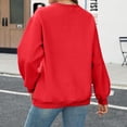 thumbnail image 4 of WTOBBY Women's Large Size Solid Color Hoodie Loose Long Sleeve Pullover Sweatshirt with Round Neck for Casual Comfort, Plus Size Fashion, and Everyday Wear,Red L, 4 of 5