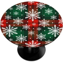 Round Fitted Tablecloth Wipeable Elastic Snowflake Colorful Christmas Table Cover Waterproof Circle Table Cloth for Indoor Outdoor Dining Kitchen Picnic Camping Patio Decor Gifts,Fit 45-50in Tables