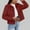 Red, variant on ClodeEU Women's Cropped Wool Blend Jacket,Long Sleeve Button Down Fall Light Jackets White,Womens Plus L