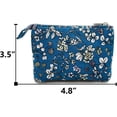 thumbnail image 3 of Women Small Zipper Coin Purse - Handmade Fabric Flower Embroidered Change Pouch - Cotton Double Zipper Wallet, 3 of 4