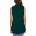 thumbnail image 3 of Hanerdun Women Sleeveless Shirt Female Solid V Neck Lapel Tank Tops Green M, 3 of 5