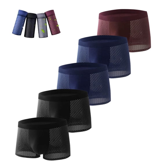 Vetsdori 5 Pack Breathable Cool Touch Stylish Ice Silk Mesh Boxer Briefs